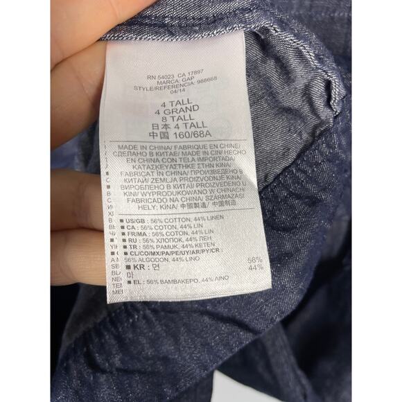 Gap, Size 4 Tall, Indigo Chambray Denim Shift Dress, Midi, Lightweight, preppy - Picture 3 of 8